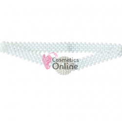 Centura din perle pe elastic Alba BLT020FF - HandMade